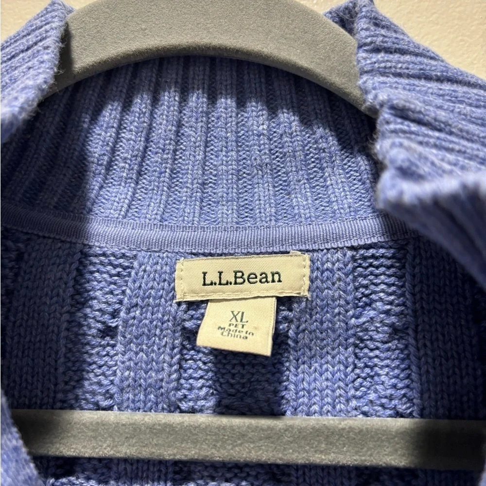 L.L. Bean Women's Blue Cable-Knit Cabin Zip-Up Sweater Cotton Size XL P